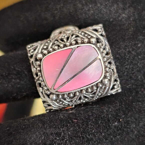 SARDA, Sterling Silver 925 Pink Mother of Pearls Ring, size 9 - Picture 1 of 6